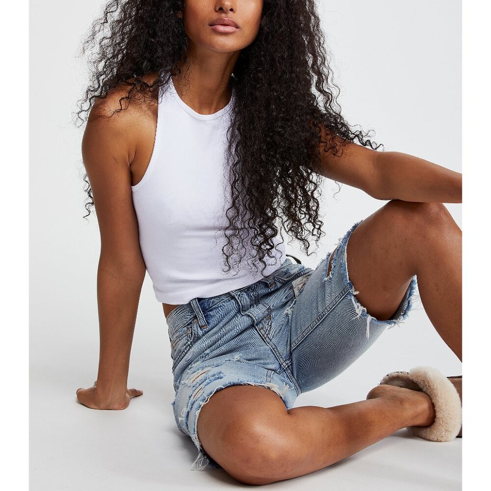 FREE PEOPLE Hayley Racerback Brami / White - Picture 2 of 7